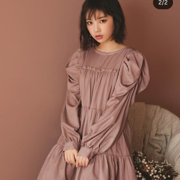 GRL 일본빈티지)새틴 퍼프 등리본 갸루고딕 플레어 캉캉 모리걸미니원피스