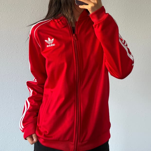 [L]아디다스 트레포일 SST 레드 트랙탑 져지