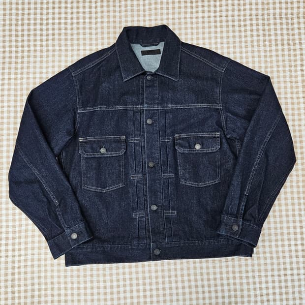 유니클로 데님 청자켓 남자100