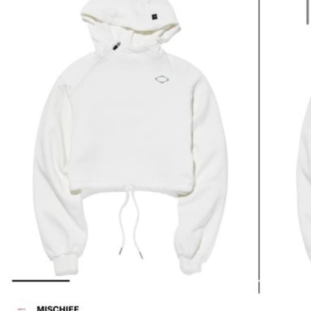 미스치프 cropped side zip hoodie (white) M