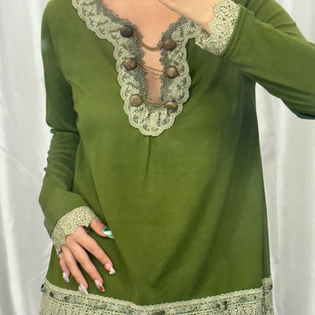 axes femme lace button long-sleeve