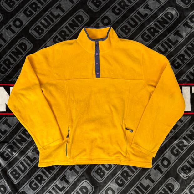 엘엘빈 스냅 티 플리스 풀 오버 옐로우 네이비