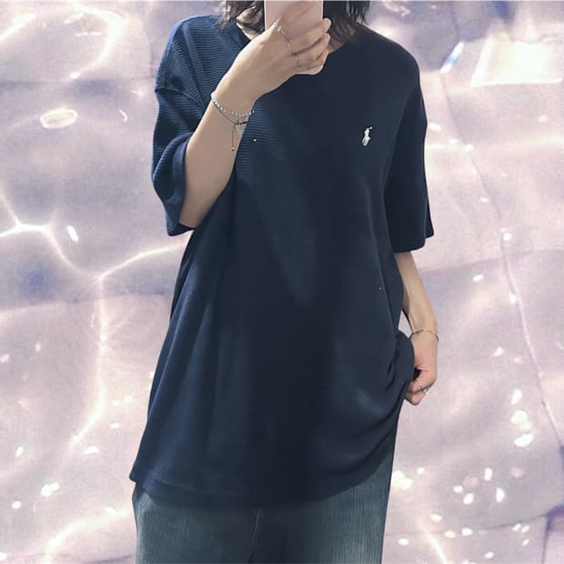 폴로 랄프로렌 신형 큐알 와플 반팔 티셔츠 네이비 XL