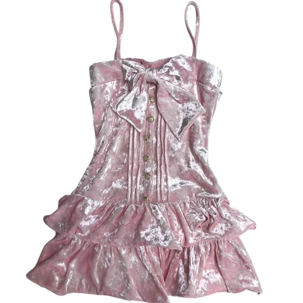 트랄라라 파티 벨벳 딸기우유 원피스