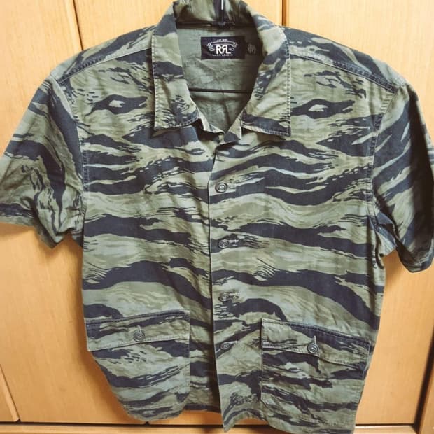RRL 카모 반팔셔츠
