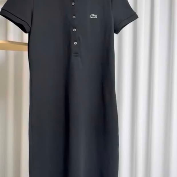 라코스테 슬림핏 피케 미니 원피스 블랙 34