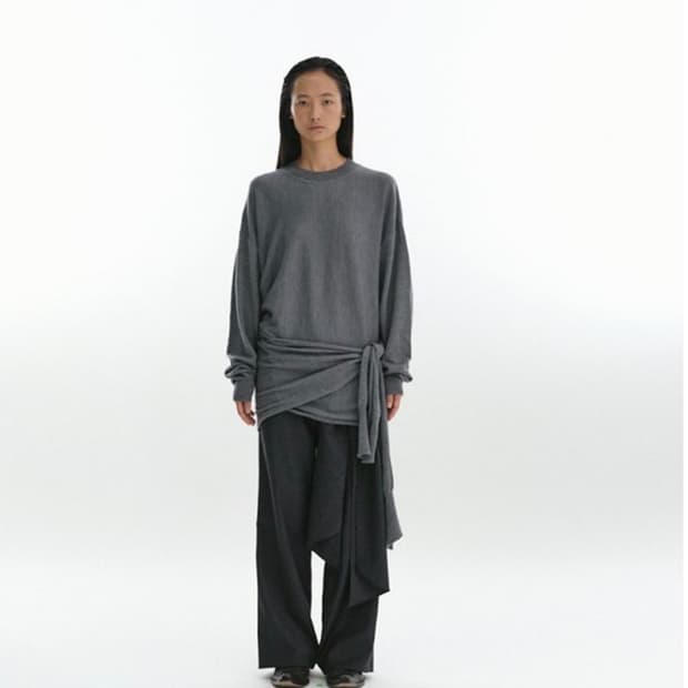 리포스 사이드랩 니트 그레이