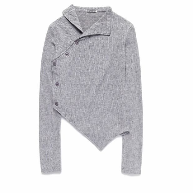 커렌트 OBLIQUE RIBBED CARDIGAN 사선 버튼 가디건