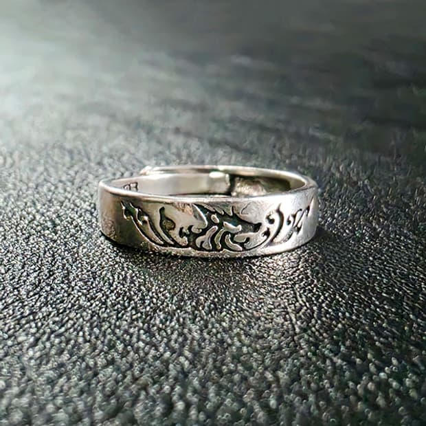 Miwol 실버 남자 엔틱 빈티지 명품 고대 구미호 여우 반지