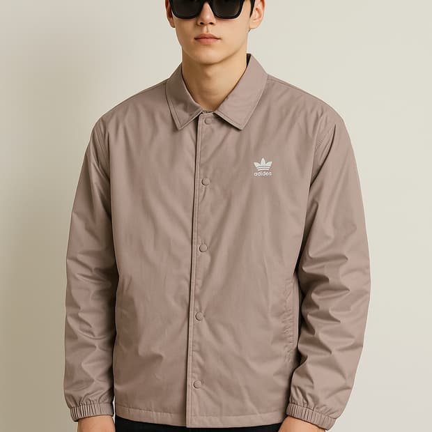 아디다스. 베이지 코치 자켓_M