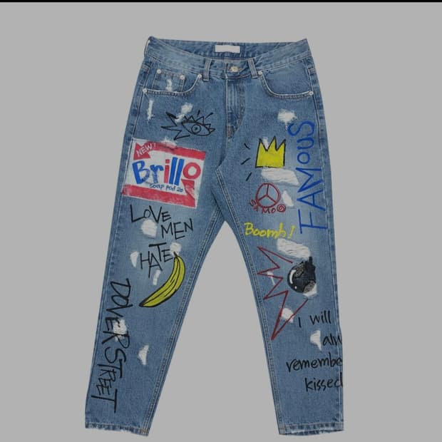 유니크한 그래피티 데님 팬츠 (바스키아 느낌!)