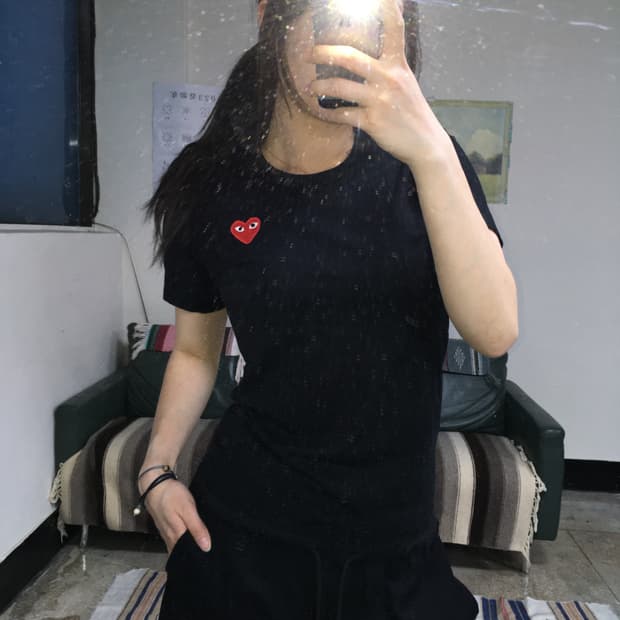 투티/A9 comme des garcons play 반팔 티 하트 패치