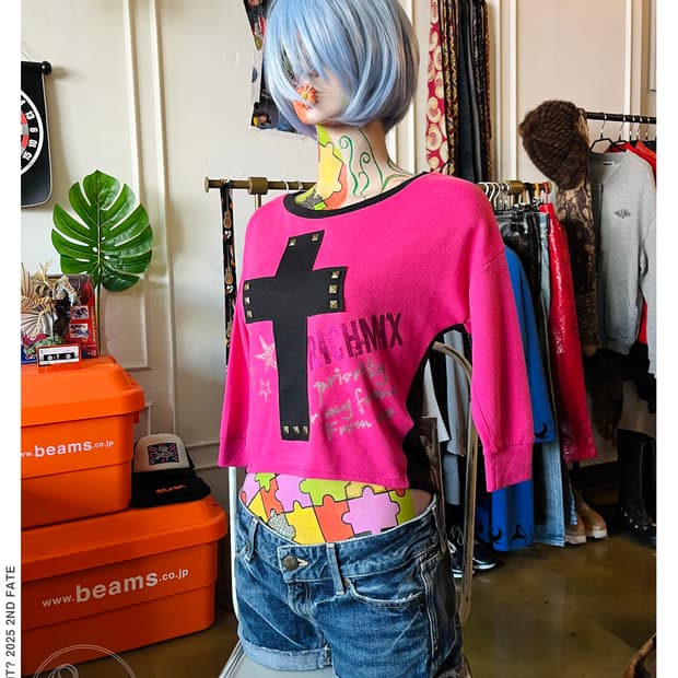 Japanese Vintage Rock Studs Cross Top