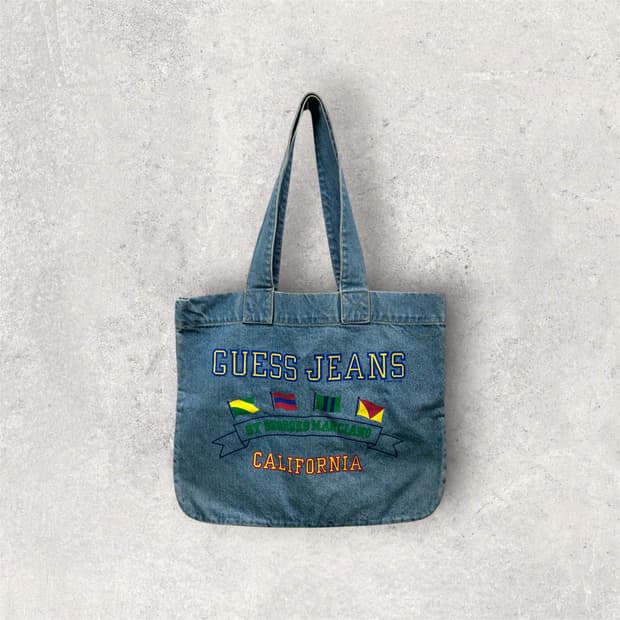 게스 진 라이트 워시 빈티지 데님 토트백 (B309)