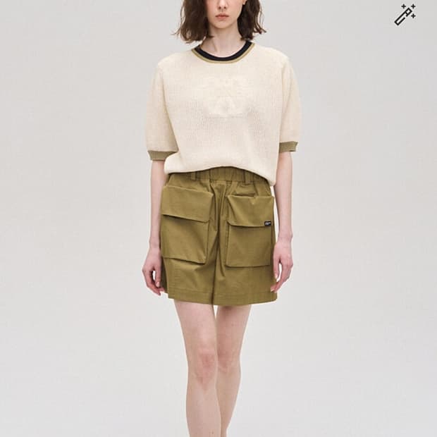 한섬 시스템 2023 컬러라인 레터링 패치 니트 90F사이즈