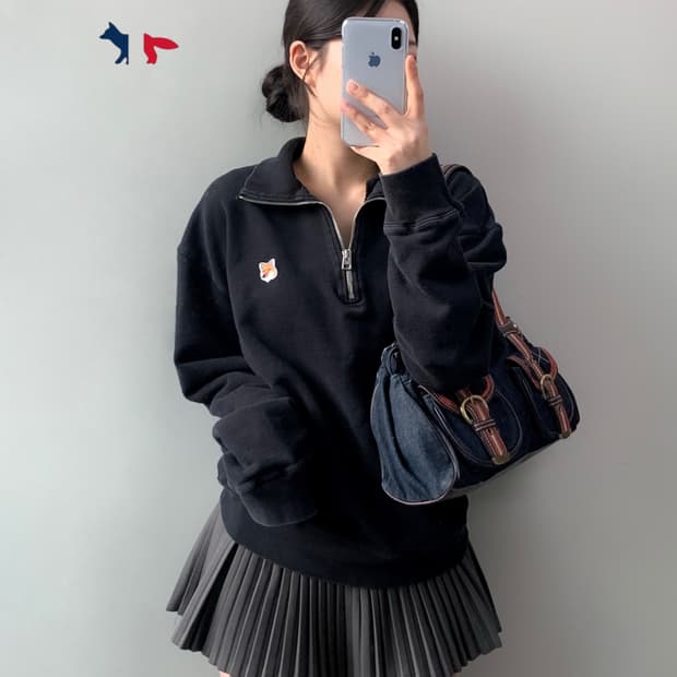 메종키츠네 반집업 맨투맨