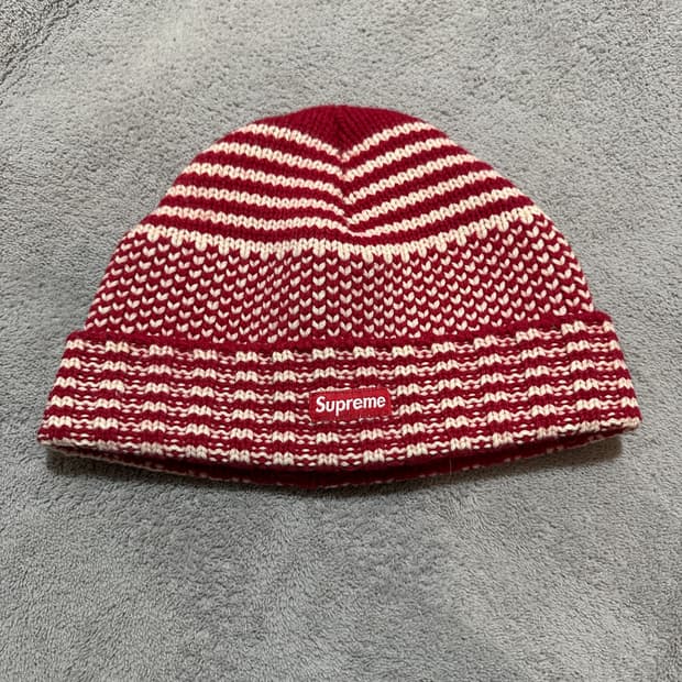 슈프림 울 자카드 비니 레드 17FW