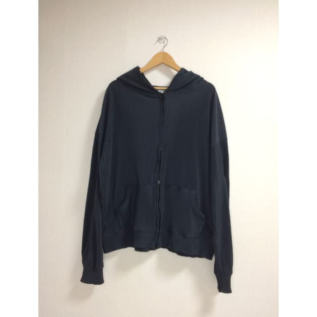 빈티지 플리츠 네이비 박시 후드집업