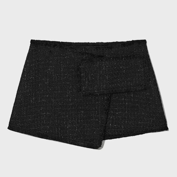 TWEED WRAP SKIRT (BLACK)