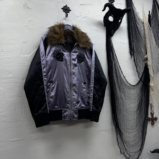 Vice fairy trimming fur satin jacket