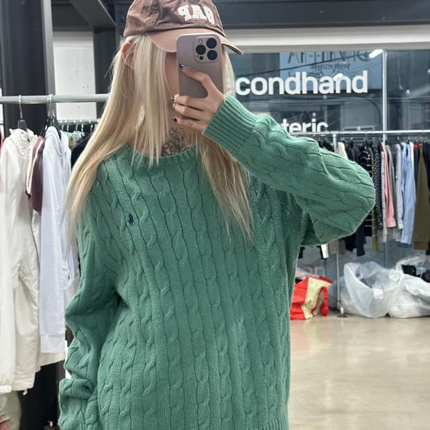 폴로 랄프로렌 민트 케이블 꽈배기 니트 스웨터