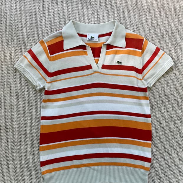 Lacoste 라코스테 스트라이프 카라 티셔츠 