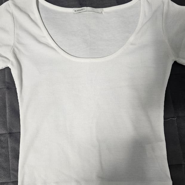 보헤미안서울 half ribbed t white 반팔 S