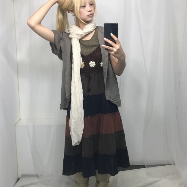 𝜗𝜚모카맛 플라워 크로셰 하구미 코디set 𝜗𝜚