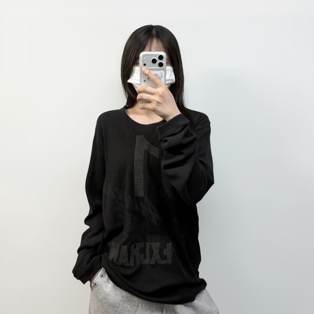 알마니 익스체인지 91 와플 롱슬리브 블랙