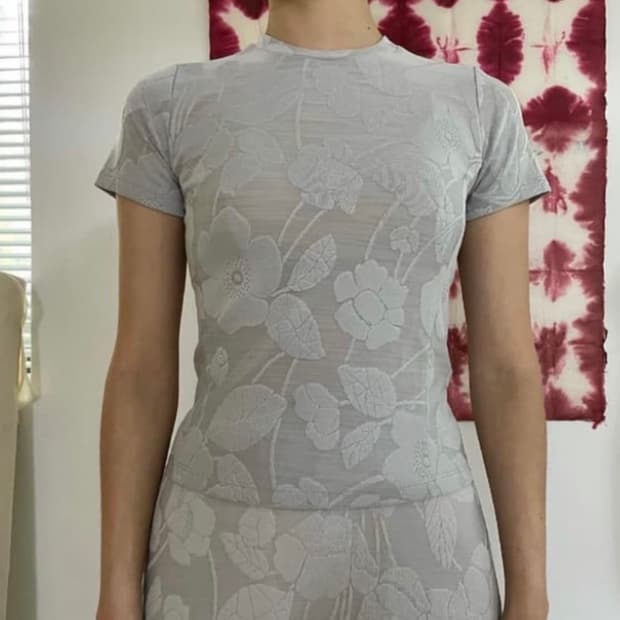 CAMELLIA JACQUARD JERSEY TOP
