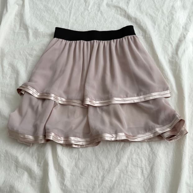 인디핑크 히메 오네갸루 러블리 쉬폰 미디스커트