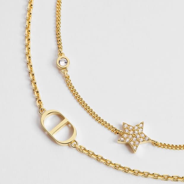 Dior 골드 피니시 메탈&스파클링 크리스탈 팔찌