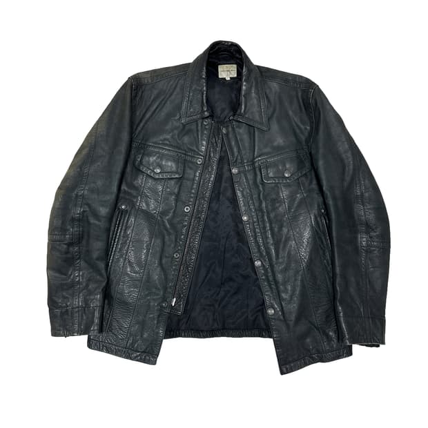 90's 캘빈클라인 데미지 레더 자켓