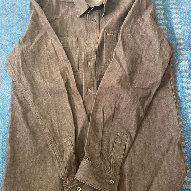 rrl 더블알엘 데님 워크셔츠 브라운 m사이즈