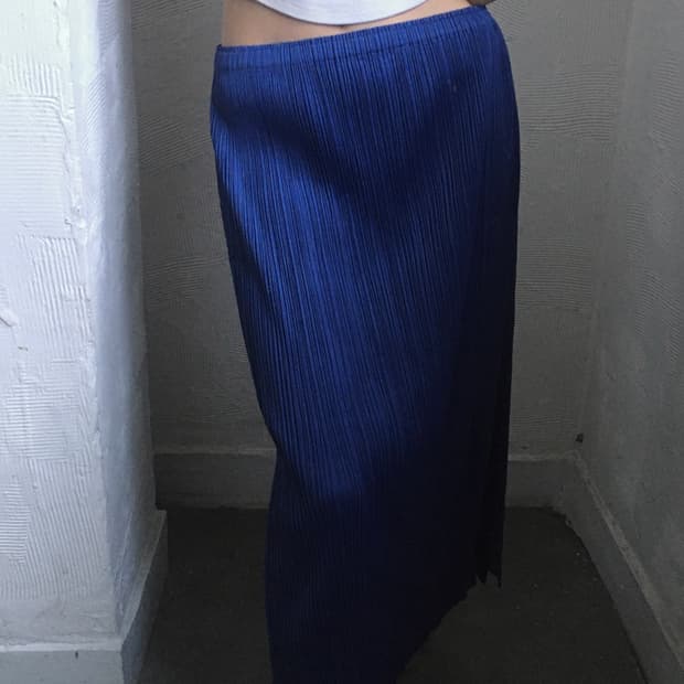 Pleats Please 플리츠플리즈 블루 플리츠 롱 스커트 