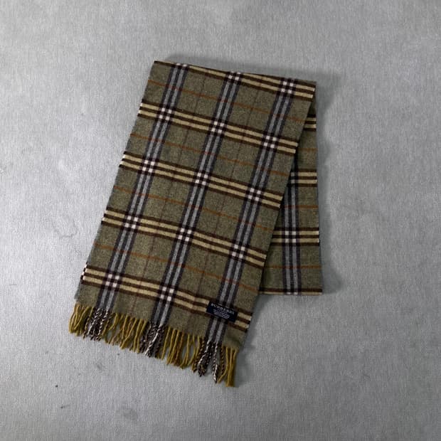 버버리 노바체크 램스울 그린 머플러