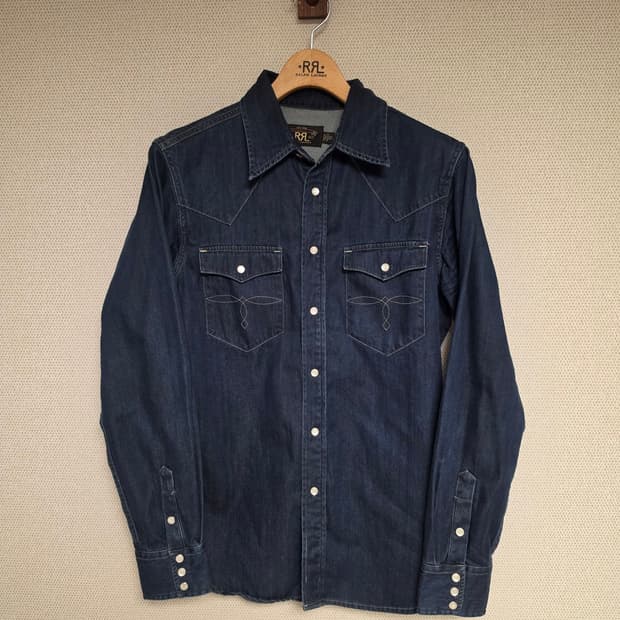 RRL 더블알엘 데님 웨스턴 셔츠 S