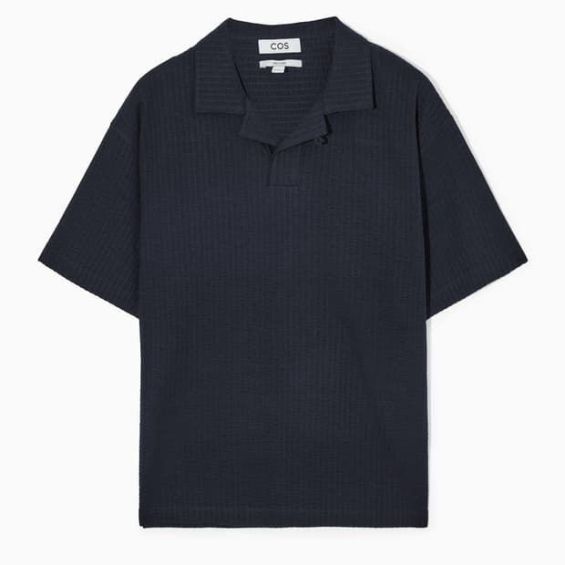 Cos 코스 캠프 카라 시어서커 코튼  PK 반팔 티셔츠