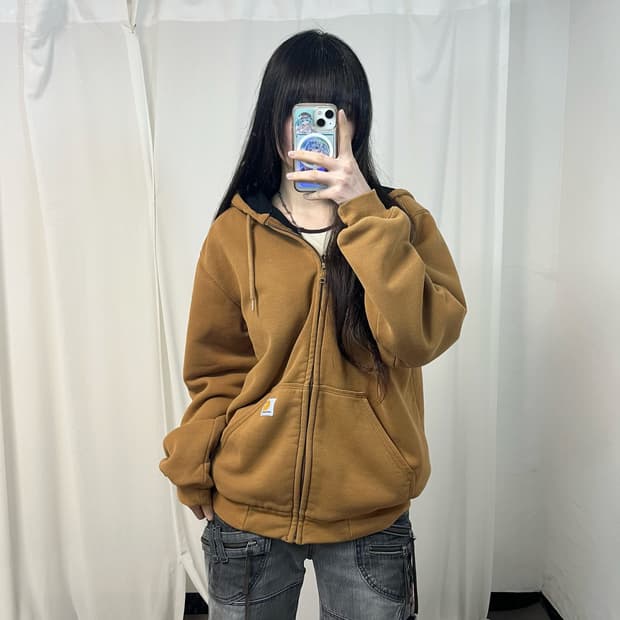 Carhartt camel thermal zip-up hoodie