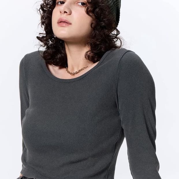 GU 워시 드롭 크롭티 그레이 L