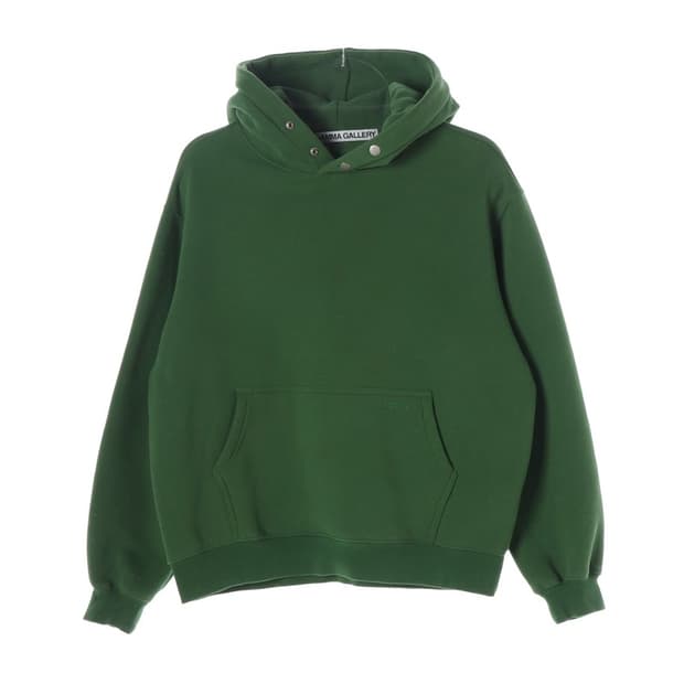 감마갤러리 그린 넥 스냅 기모 후드티 S