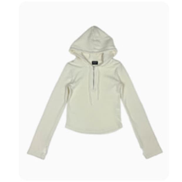 본슬리피 크롭 하프집업 와플 후드티