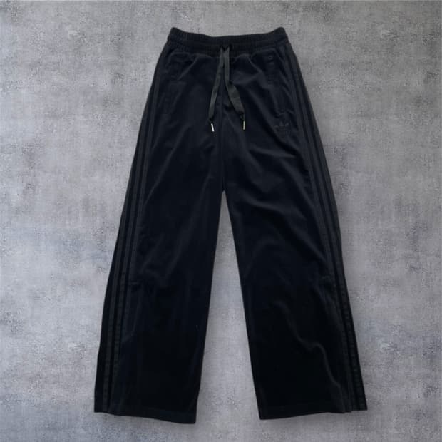 아디다스 Adidas 블랙 벨루어 와이드 트랙팬츠 XS