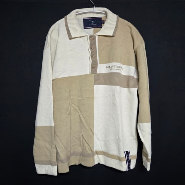 로맨틱크라운 콘트라스트 니트 폴로 베이지(S사이즈)