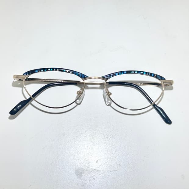 [DEADSTOCK] 90s 서전안경 18KGP 블루 포인트 메탈 안경 
