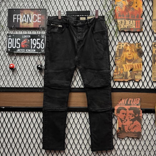 올세인츠 혹슬리 코튼 데님 팬츠 스키니핏 흑청