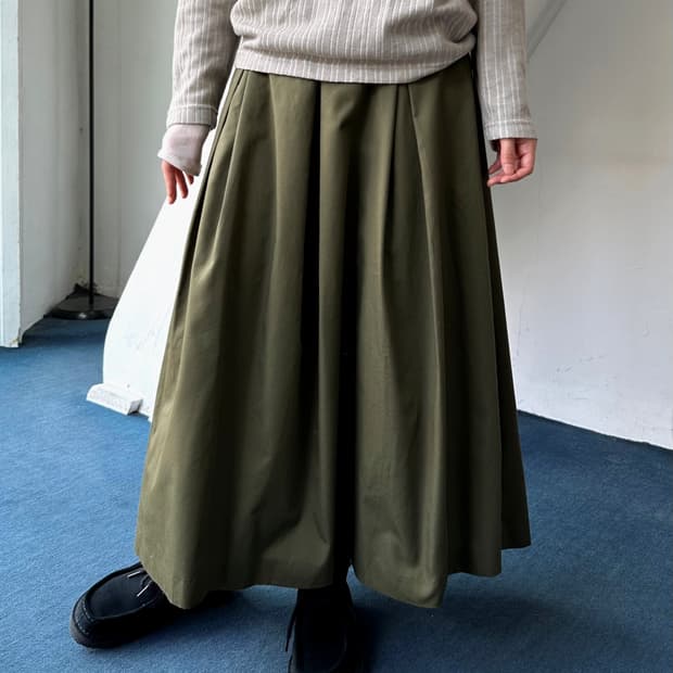 Cotton wide silhouette long skirt