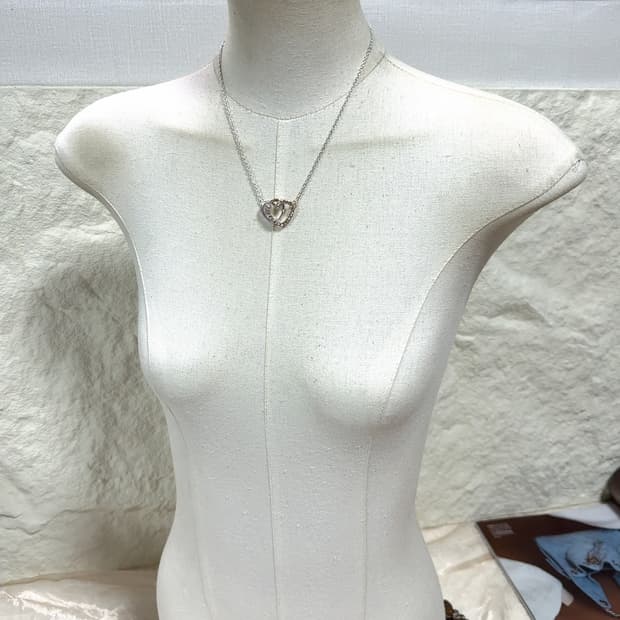 빈티지 하트 큐빅 목걸이