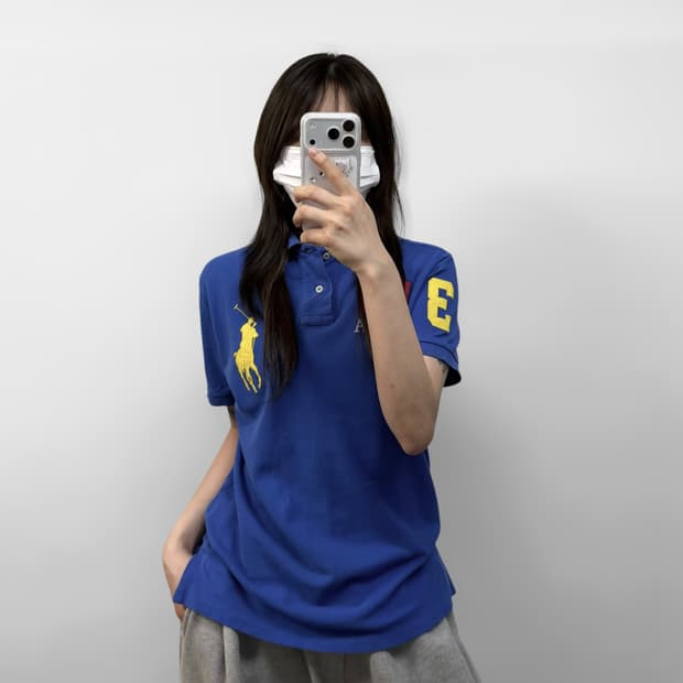 폴로 랄프로렌 빅 포니 캐나다 자수 카라티 블루