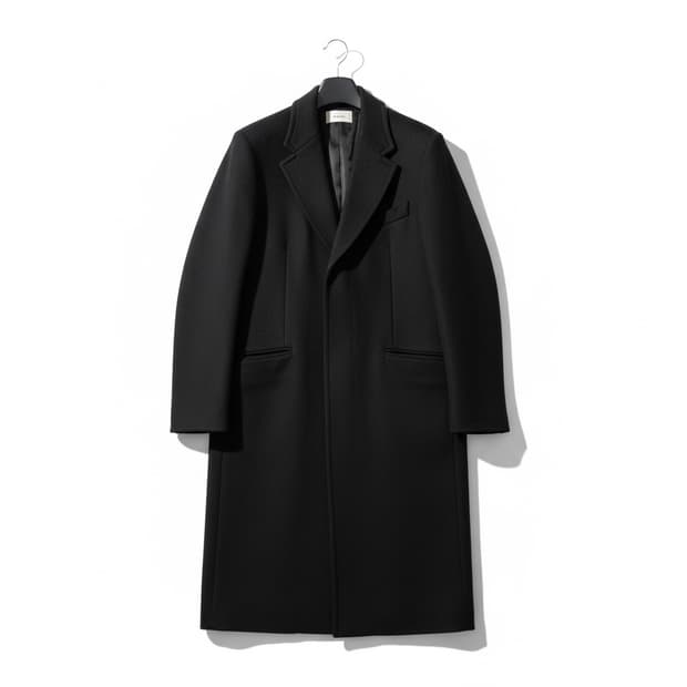 IN SILENCE 블랙 울&캐시미어 블랜드 싱글 롱 코트